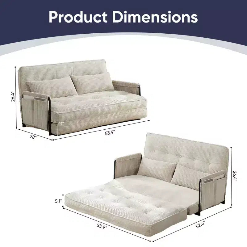 Mjkone multifunktionales Schlafsofa zum Zusammenklappen, Schlafsofa-Set für den Boden, bequemes Sofa mit Kissen, Rückenlehne mit 6 verstellbaren Positionen