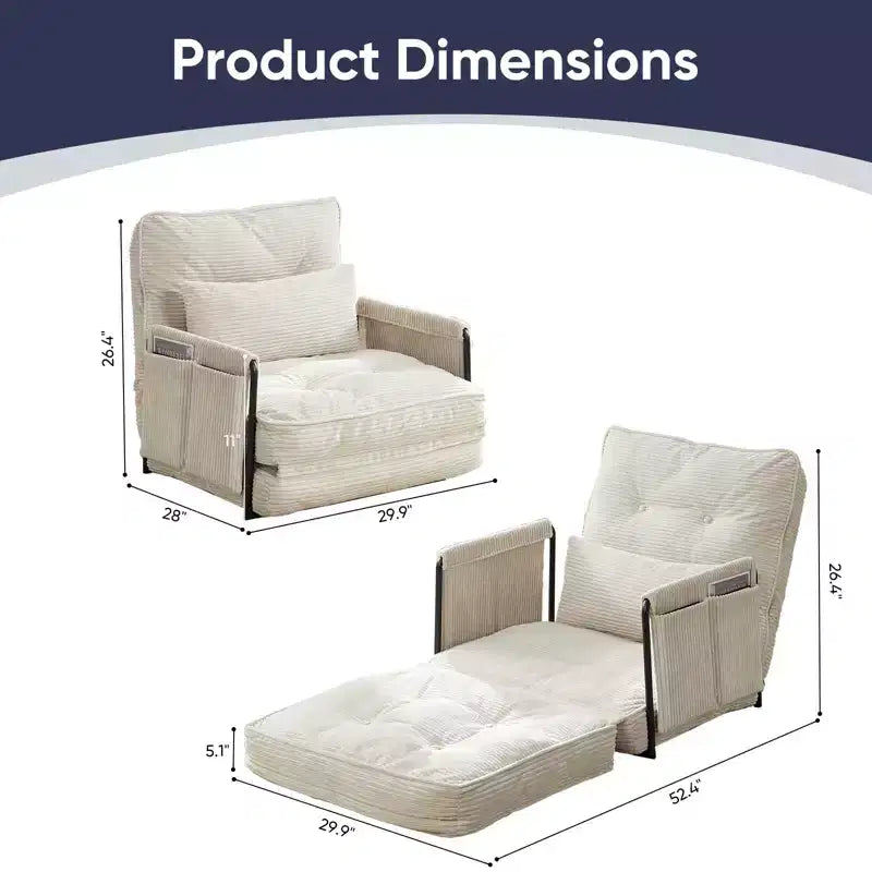 Mjkone multifunktionales Schlafsofa zum Zusammenklappen, Schlafsofa-Set für den Boden, bequemes Sofa mit Kissen, Rückenlehne mit 6 verstellbaren Positionen