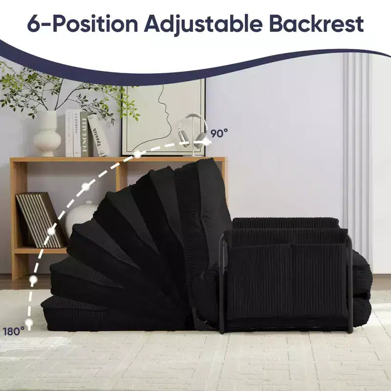 Mjkone multifunktionales Schlafsofa zum Zusammenklappen, Schlafsofa-Set für den Boden, bequemes Sofa mit Kissen, Rückenlehne mit 6 verstellbaren Positionen