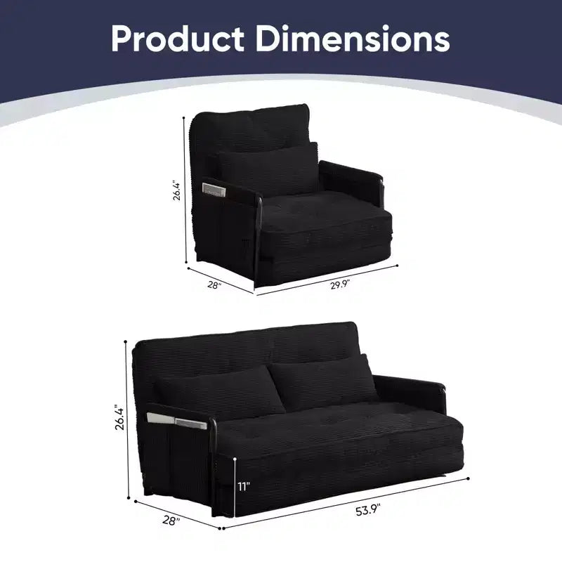 Mjkone multifunktionales Schlafsofa zum Zusammenklappen, Schlafsofa-Set für den Boden, bequemes Sofa mit Kissen, Rückenlehne mit 6 verstellbaren Positionen