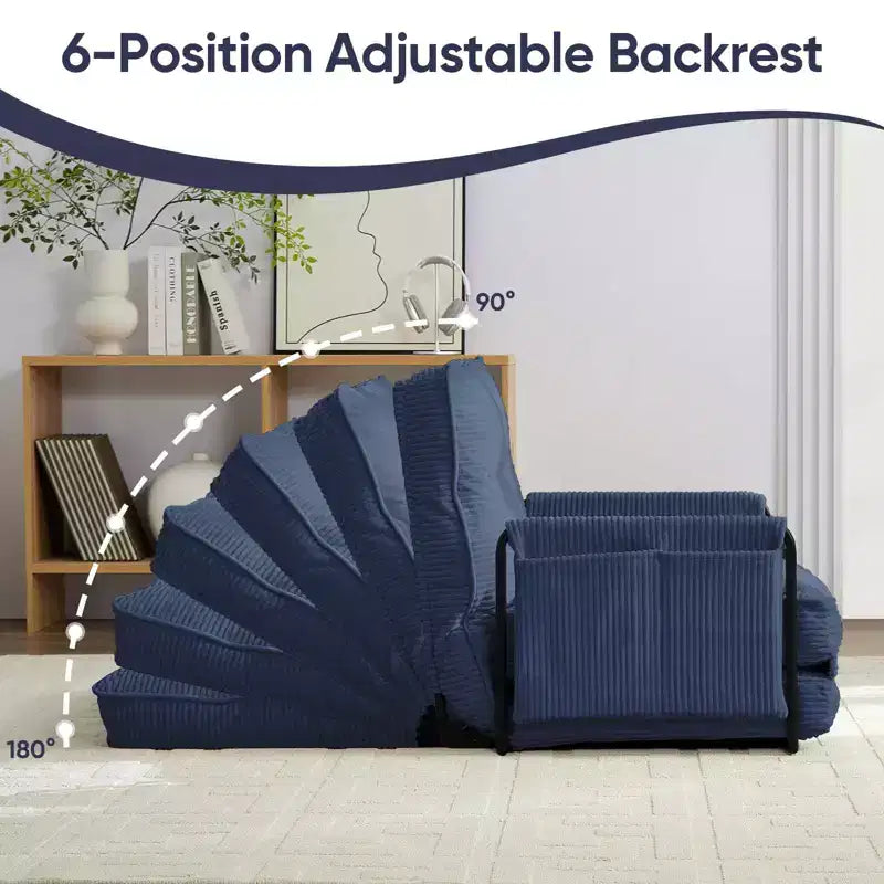 Mjkone multifunktionales Schlafsofa zum Zusammenklappen, Schlafsofa-Set für den Boden, bequemes Sofa mit Kissen, Rückenlehne mit 6 verstellbaren Positionen