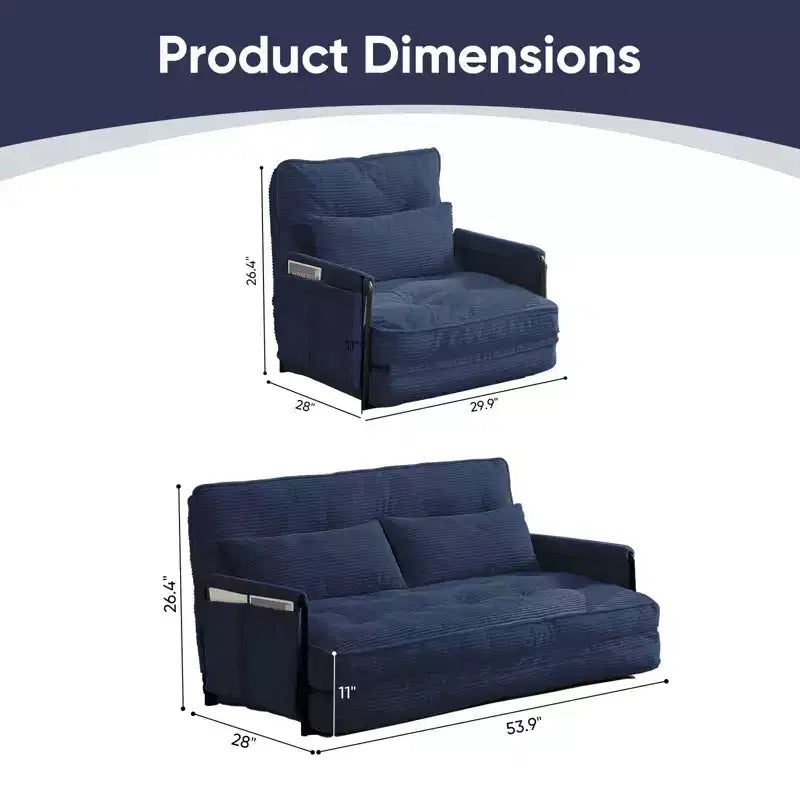 Mjkone multifunktionales Schlafsofa zum Zusammenklappen, Schlafsofa-Set für den Boden, bequemes Sofa mit Kissen, Rückenlehne mit 6 verstellbaren Positionen