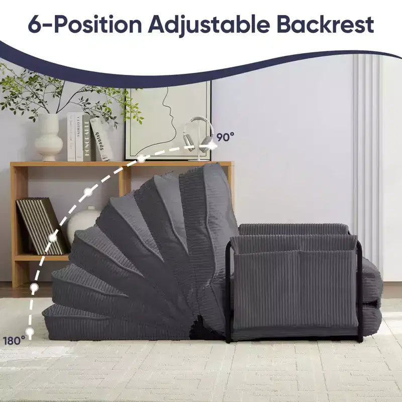 Mjkone multifunktionales Schlafsofa zum Zusammenklappen, Schlafsofa-Set für den Boden, bequemes Sofa mit Kissen, Rückenlehne mit 6 verstellbaren Positionen