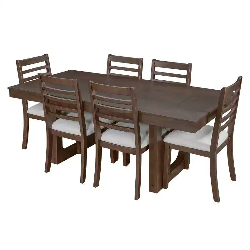 Set da Pranzo Merax da 7 Pezzi con Tavolo Allungabile e 6 Sedie Imbottite