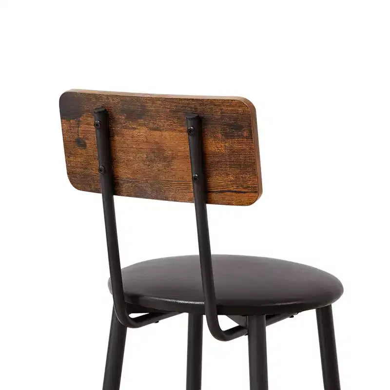 Set da 3 Pezzi Tavolo da Bar Rustico GDFStudio Briar con Sgabelli da Bar Imbottiti in Similpelle