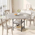 Round Dining Table for 4-6, Wooden Round Kitchen Table,3-Layer Modern Dinner Table with Storage Shelves, for Dining Room, Living Room(Table Only)