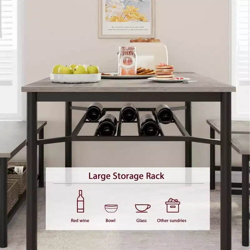 GustoWave Set Tavolo da Pranzo per 4, Porta Bottiglie per Vino