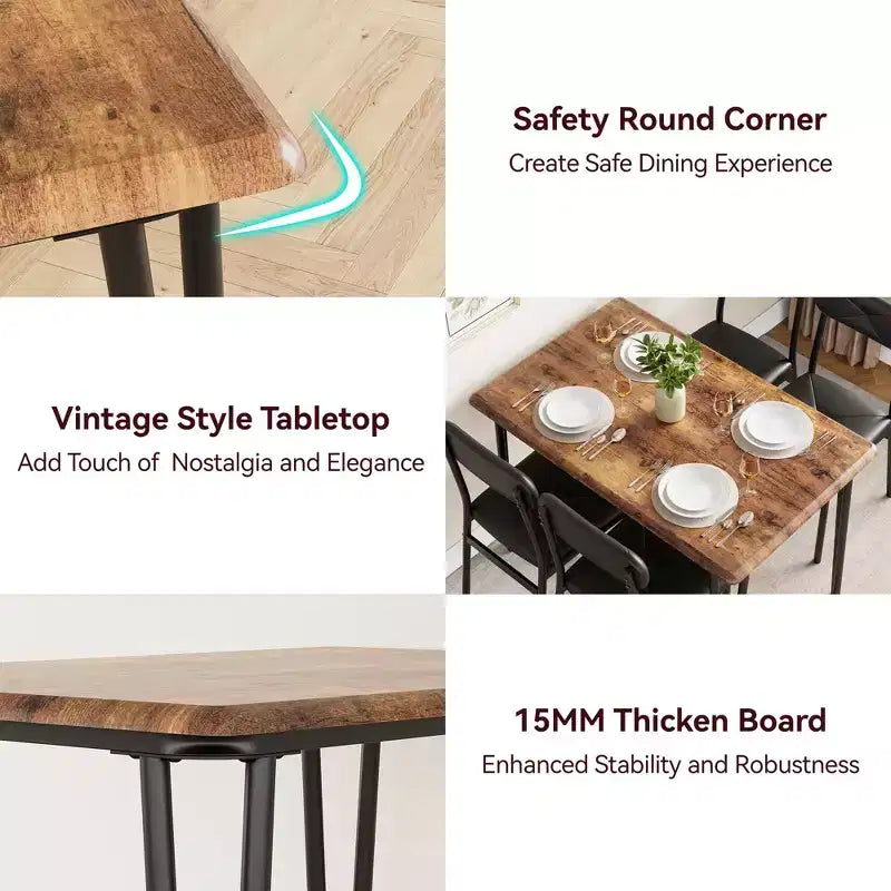 Set tavolo da pranzo 4 pezzi, con 4 sedie per piccoli spazi