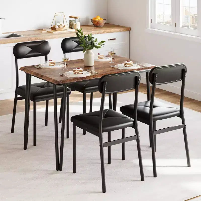 Set tavolo da pranzo 4 pezzi, con 4 sedie per piccoli spazi