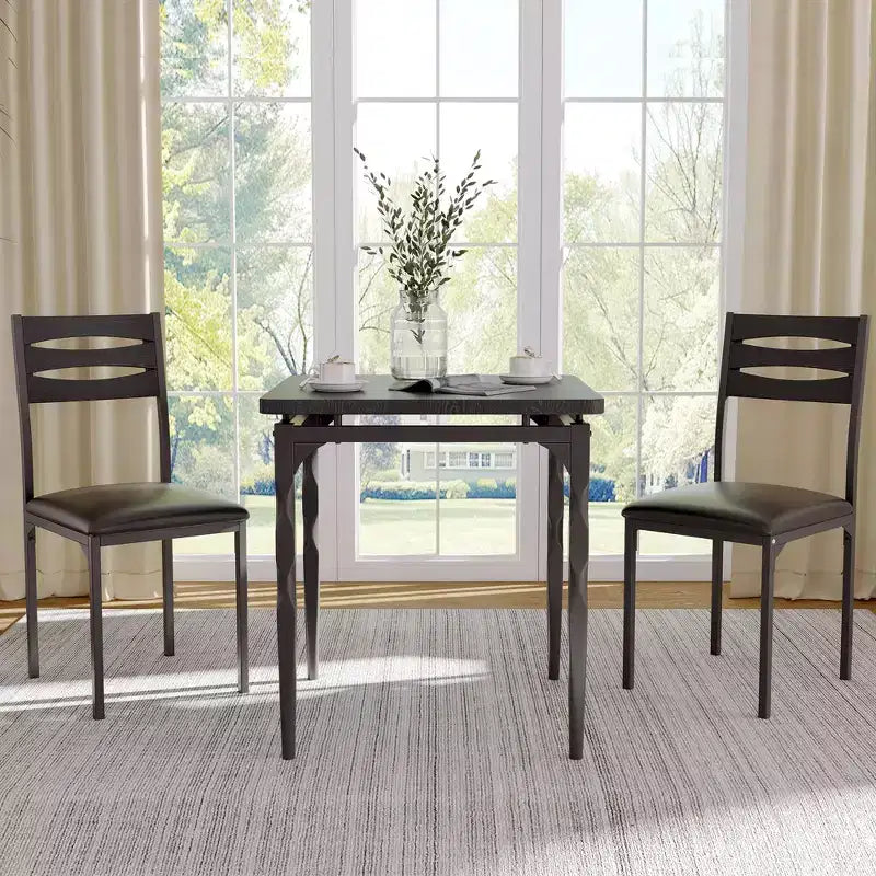 Set da pranzo da 3 pezzi, tavolo da pranzo e sedie set da 2 con gambe a spirale, set da pranzo per 2, adatto per piccoli spazi, cucina, appartamento