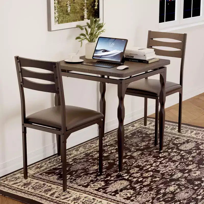Set da pranzo da 3 pezzi, tavolo da pranzo e sedie set da 2 con gambe a spirale, set da pranzo per 2, adatto per piccoli spazi, cucina, appartamento
