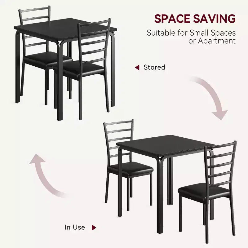 Set Tavolo e Sedie 3 Pezzi per Spazi Piccoli, Sala da Pranzo Cucina, Set Dinette Moderno da Interno per 2 Persone, Set Tavolo da Pranzo Quadrato per Dinette