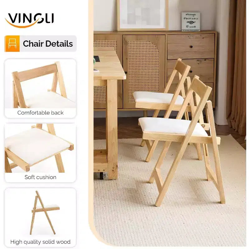 Set tavolo da pranzo pieghevole VINGLI, tavolo allungabile con ante a ribalta in legno massello con 4 sedie, cassetti e ruote, salvaspazio per cucina
