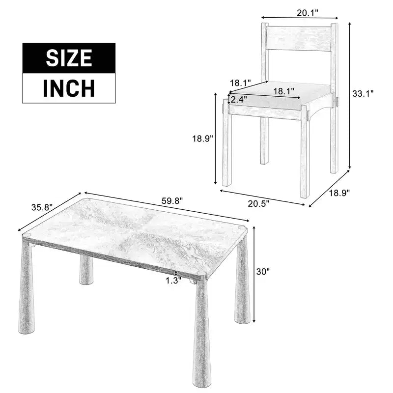 Set da pranzo retrò Whisen da 7 pezzi con sedie imbottite