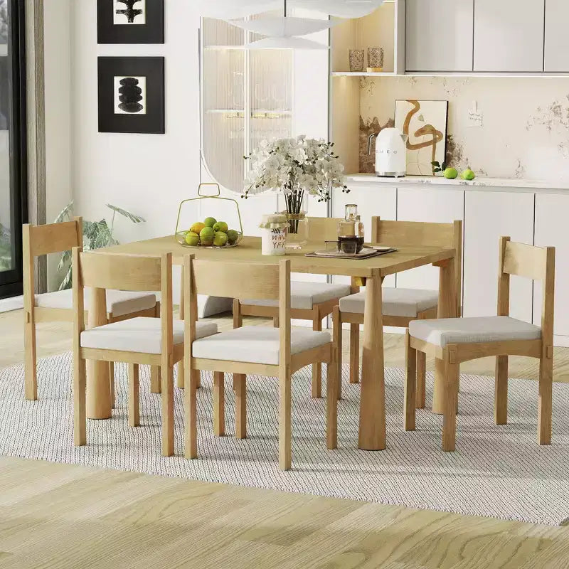 Set da pranzo retrò Whisen da 7 pezzi con sedie imbottite