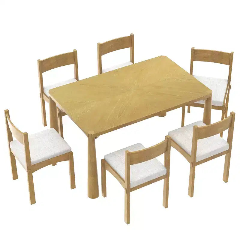Set da pranzo retrò Whisen da 7 pezzi con sedie imbottite