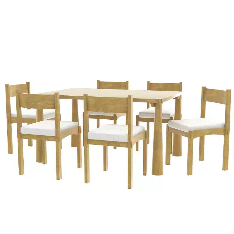 Set da pranzo retrò Whisen da 7 pezzi con sedie imbottite