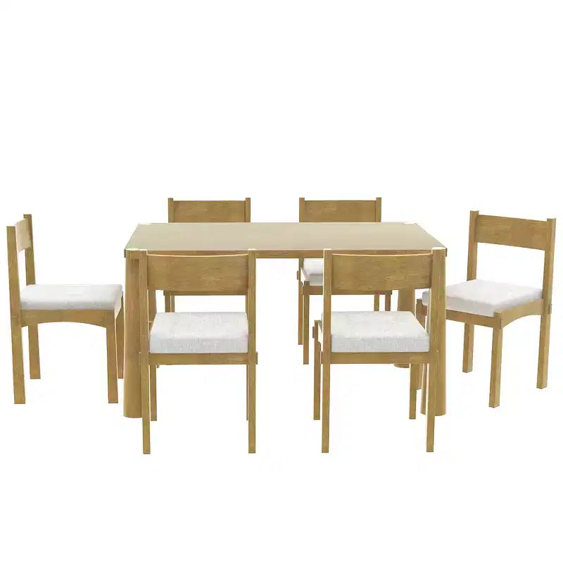 Set da pranzo retrò Whisen da 7 pezzi con sedie imbottite