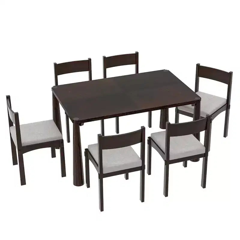 Set da pranzo retrò Whisen da 7 pezzi con sedie imbottite