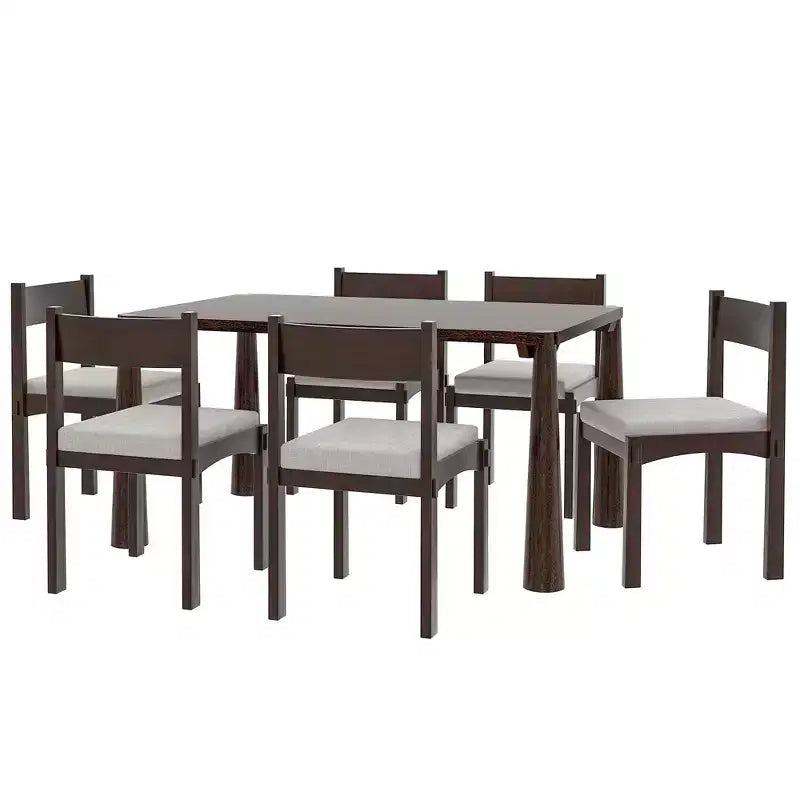 Set da pranzo retrò Whisen da 7 pezzi con sedie imbottite