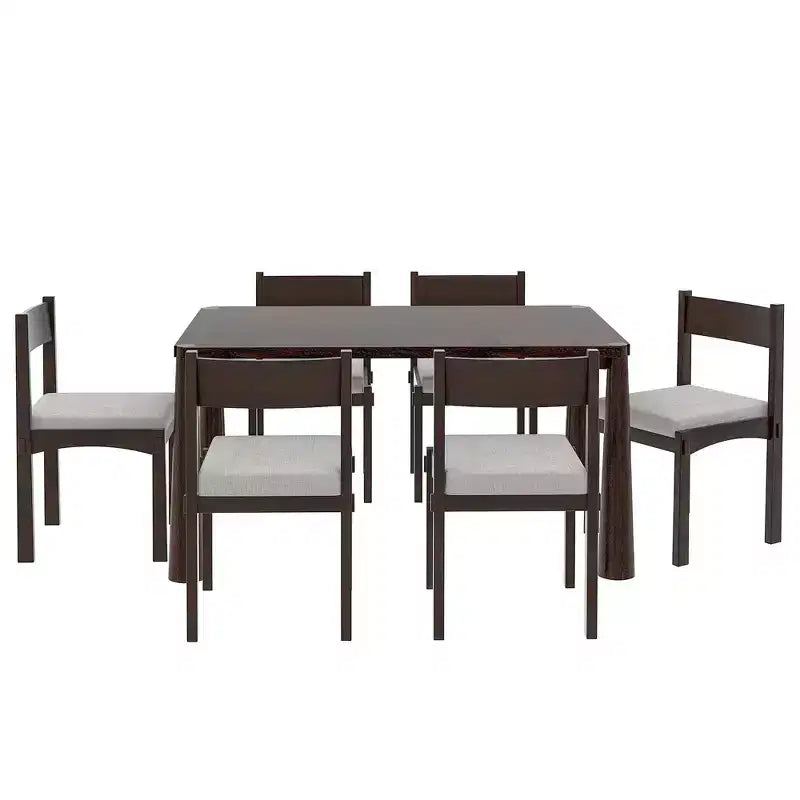 Set da pranzo retrò Whisen da 7 pezzi con sedie imbottite