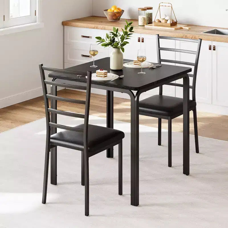 Tavolo da pranzo per 2, set da pranzo quadrato con 2 sedie imbottite, tavolo da pranzo moderno in legno salvaspazio, mobili per sala da pranzo