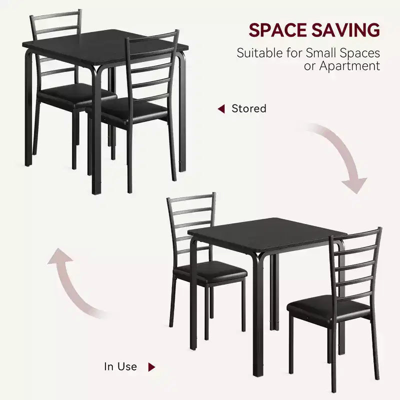 Tavolo da pranzo per 2, set da pranzo quadrato con 2 sedie imbottite, tavolo da pranzo moderno in legno salvaspazio, mobili per sala da pranzo