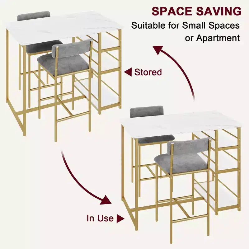 1 tavolo da pranzo e 2 sedie alte, set da pranzo bar, facile da montare, set da tavolo moderno e compatto per cucina, sala da pranzo, piccoli spazi, mobili per la casa