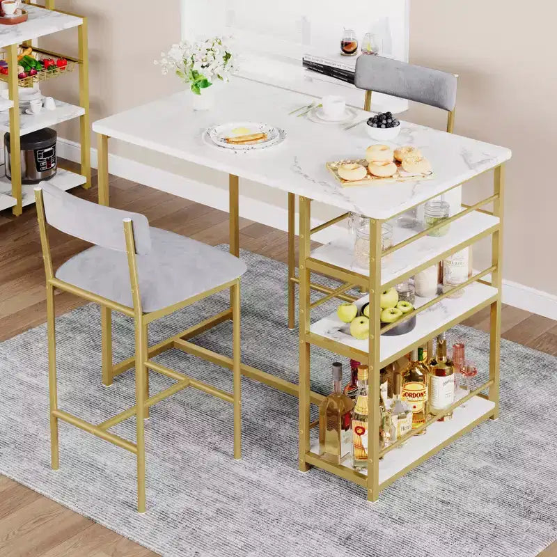 1 tavolo da pranzo e 2 sedie alte, set da pranzo bar, facile da montare, set da tavolo moderno e compatto per cucina, sala da pranzo, piccoli spazi, mobili per la casa