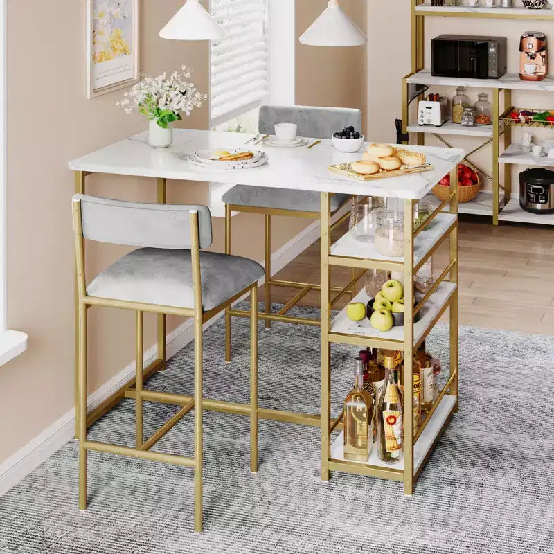 1 tavolo da pranzo e 2 sedie alte, set da pranzo bar, facile da montare, set da tavolo moderno e compatto per cucina, sala da pranzo, piccoli spazi, mobili per la casa