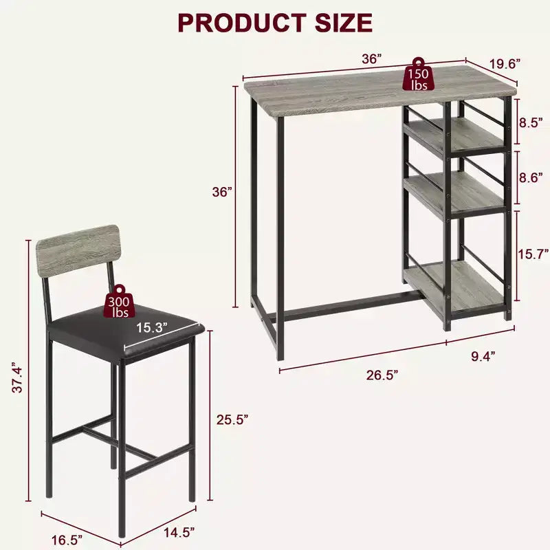 1 tavolo da pranzo e 2 sedie alte, set da pranzo bar, facile da montare, set da tavolo moderno e compatto per cucina, sala da pranzo, piccoli spazi, mobili per la casa