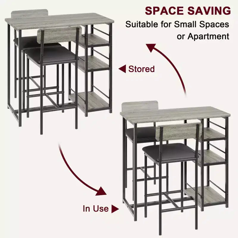 1 tavolo da pranzo e 2 sedie alte, set da pranzo bar, facile da montare, set da tavolo moderno e compatto per cucina, sala da pranzo, piccoli spazi, mobili per la casa