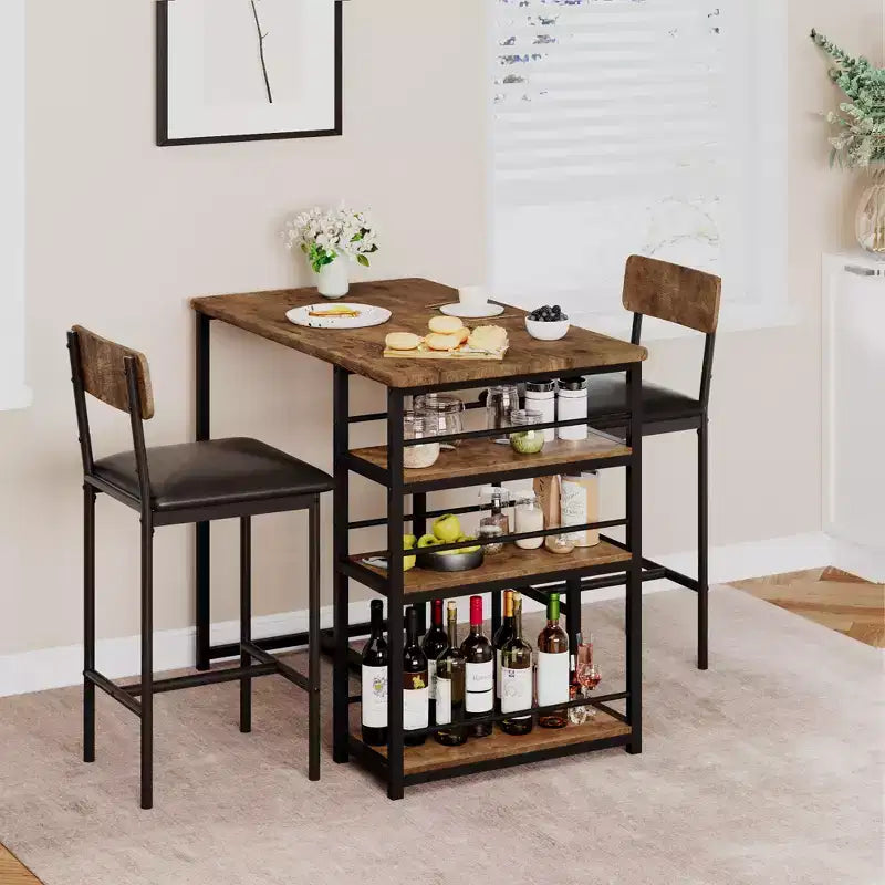 1 tavolo da pranzo e 2 sedie alte, set da pranzo bar, facile da montare, set da tavolo moderno e compatto per cucina, sala da pranzo, piccoli spazi, mobili per la casa