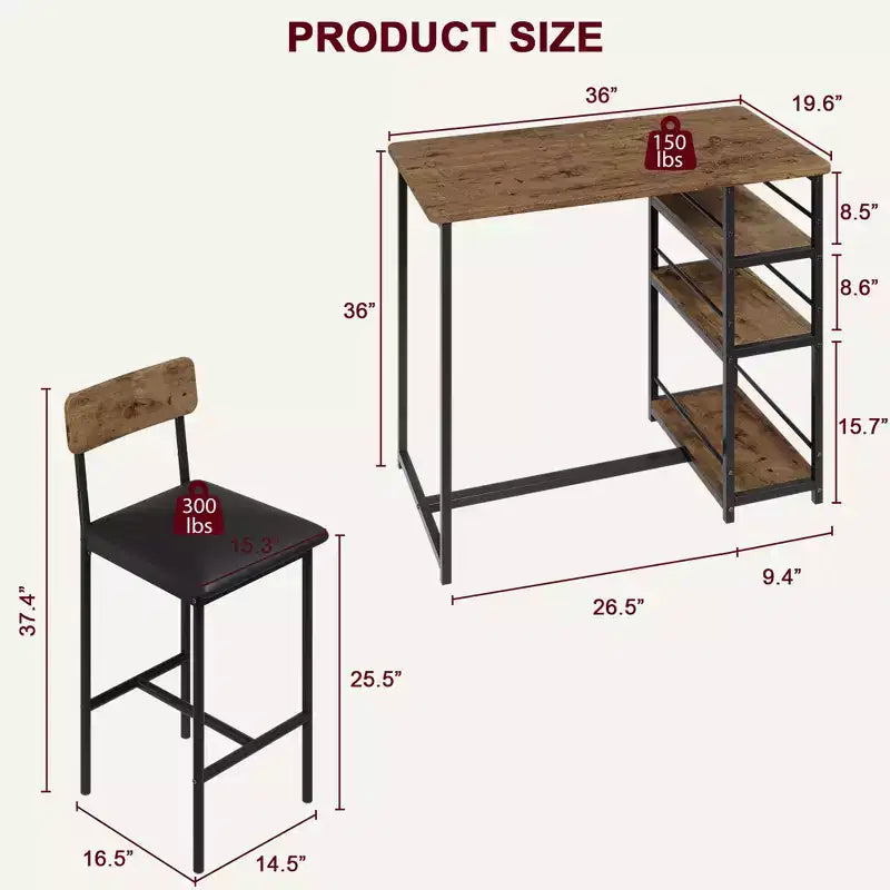1 tavolo da pranzo e 2 sedie alte, set da pranzo bar, facile da montare, set da tavolo moderno e compatto per cucina, sala da pranzo, piccoli spazi, mobili per la casa