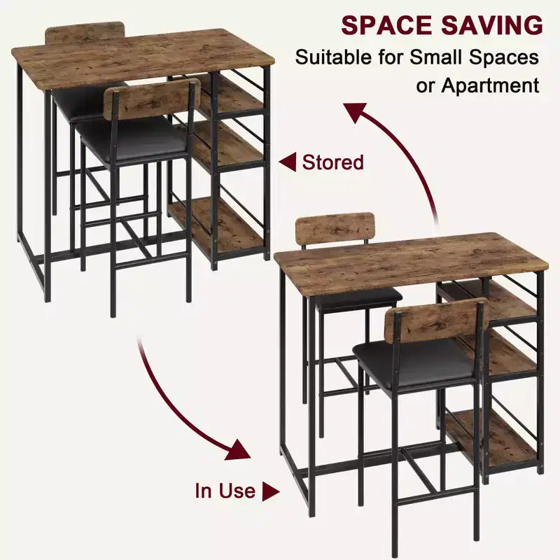 1 tavolo da pranzo e 2 sedie alte, set da pranzo bar, facile da montare, set da tavolo moderno e compatto per cucina, sala da pranzo, piccoli spazi, mobili per la casa