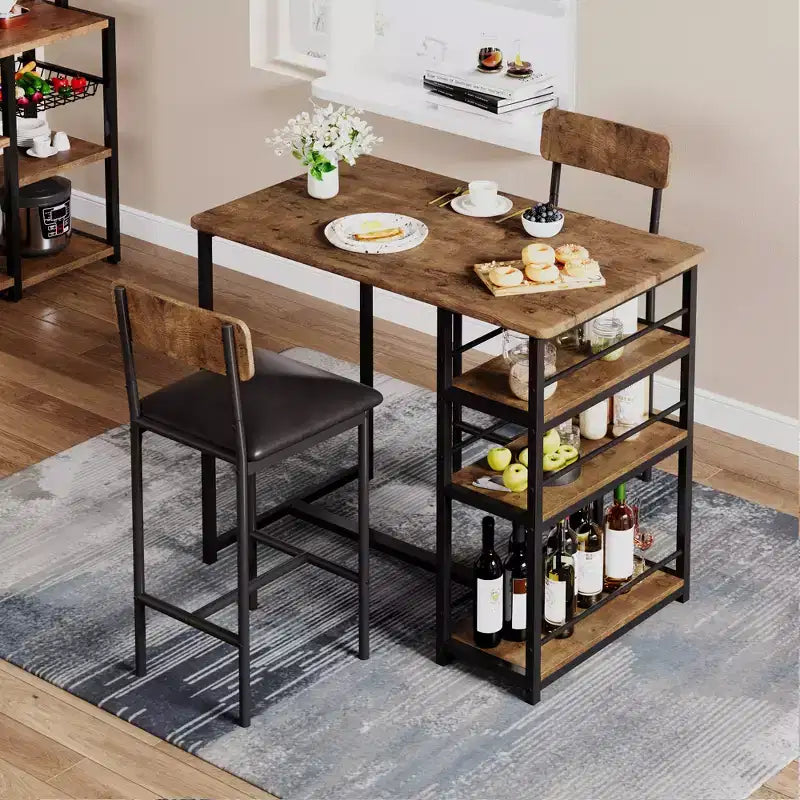1 tavolo da pranzo e 2 sedie alte, set da pranzo bar, facile da montare, set da tavolo moderno e compatto per cucina, sala da pranzo, piccoli spazi, mobili per la casa