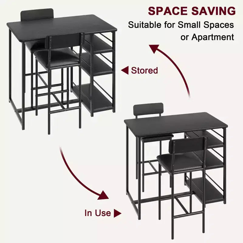 1 tavolo da pranzo e 2 sedie alte, set da pranzo bar, facile da montare, set da tavolo moderno e compatto per cucina, sala da pranzo, piccoli spazi, mobili per la casa