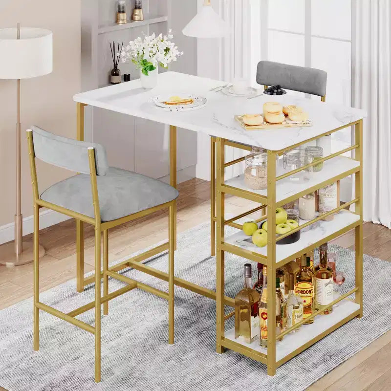 1 tavolo da pranzo e 2 sedie alte, set da pranzo bar, facile da montare, set da tavolo moderno e compatto per cucina, sala da pranzo, piccoli spazi, mobili per la casa
