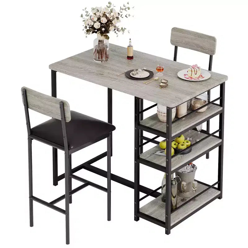 Set da pranzo da bar con 1 tavolo e 2 sedie alte, facile da montare, set moderno e compatto per cucina e sala da pranzo, arredo per la casa in spazi ridotti