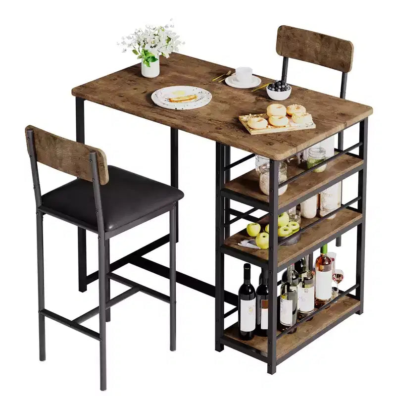 Set da pranzo da bar con 1 tavolo e 2 sedie alte, facile da montare, set moderno e compatto per cucina e sala da pranzo, arredo per la casa in spazi ridotti