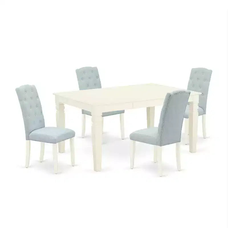 HomeStock Set da Pranzo Rettangolare Bianco Lino Stile Moderno 101177