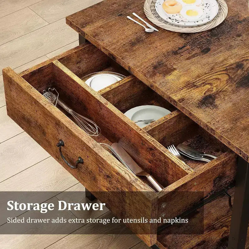Set da pranzo CuisinSmart per 4, set da pranzo con 2 panche imbottite, set da sala da pranzo salvaspazio con cassetti portaoggetti e portabottiglie