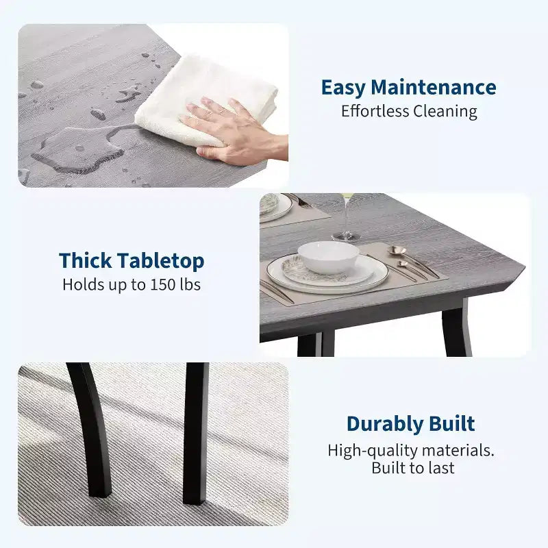Set da pranzo da 3 pezzi, tavolo da cucina rettangolare in legno con 2 panche imbottite, set dinette salvaspazio in stile rustico