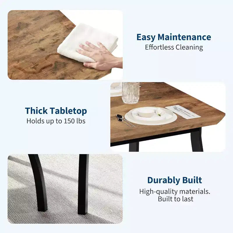 Set da pranzo da 3 pezzi, tavolo da cucina rettangolare in legno con 2 panche imbottite, set dinette salvaspazio in stile rustico