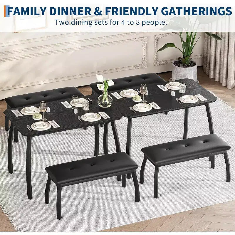 Set da pranzo da 3 pezzi, tavolo da cucina rettangolare in legno con 2 panche imbottite, set dinette salvaspazio in stile rustico