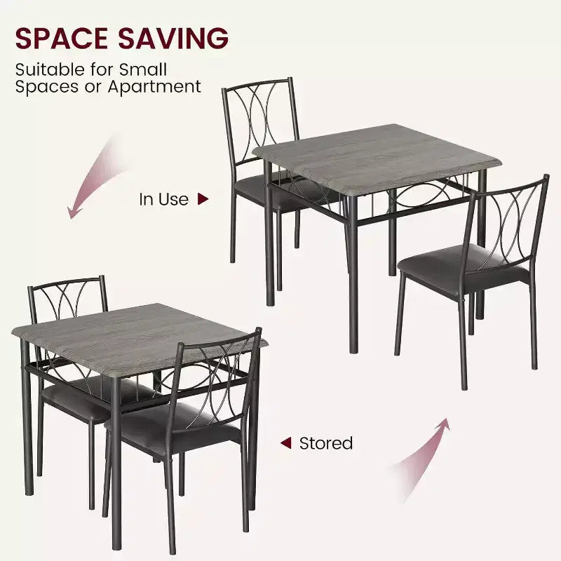Set da pranzo Acekool Square per 2 persone, tavolo da cucina salvaspazio da 3 pezzi e sedie imbottite, per piccoli appartamenti