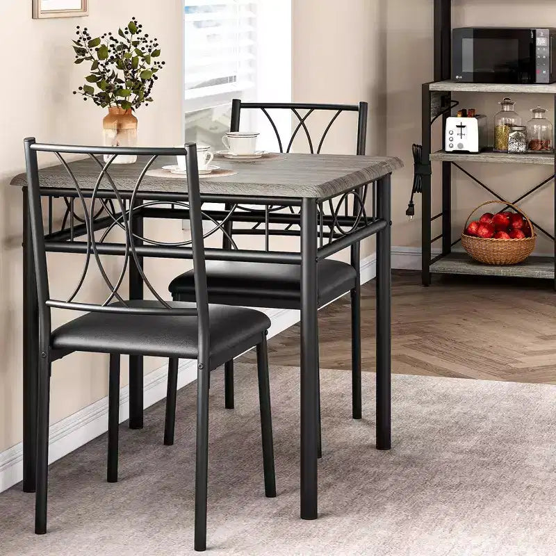 Set da pranzo Acekool Square per 2 persone, tavolo da cucina salvaspazio da 3 pezzi e sedie imbottite, per piccoli appartamenti