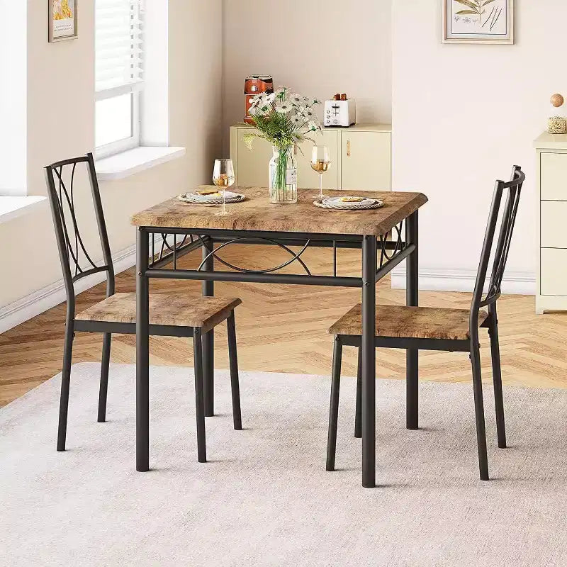 Set da pranzo Acekool Square per 2 persone, tavolo da cucina salvaspazio da 3 pezzi e sedie imbottite, per piccoli appartamenti