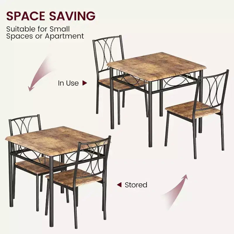 Set da pranzo Acekool Square per 2 persone, tavolo da cucina salvaspazio da 3 pezzi e sedie imbottite, per piccoli appartamenti