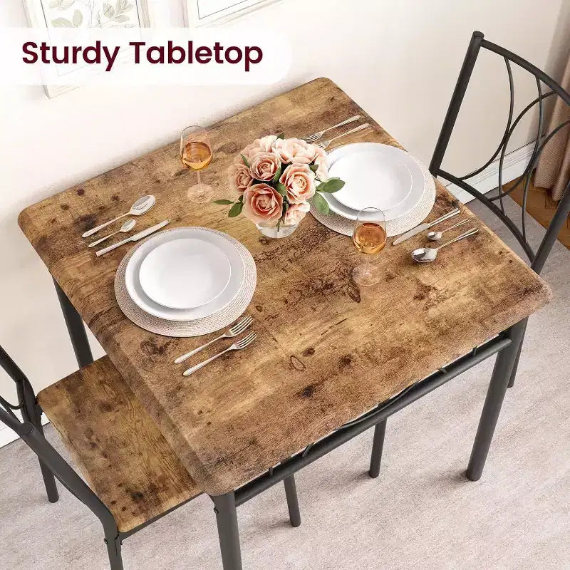 Set da pranzo Acekool Square per 2 persone, tavolo da cucina salvaspazio da 3 pezzi e sedie imbottite, per piccoli appartamenti